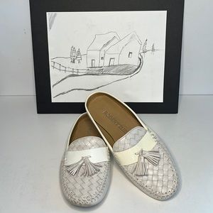 Robert Zur Woven White patent  Leather Tassel Loafer Slides Women’s 8.5